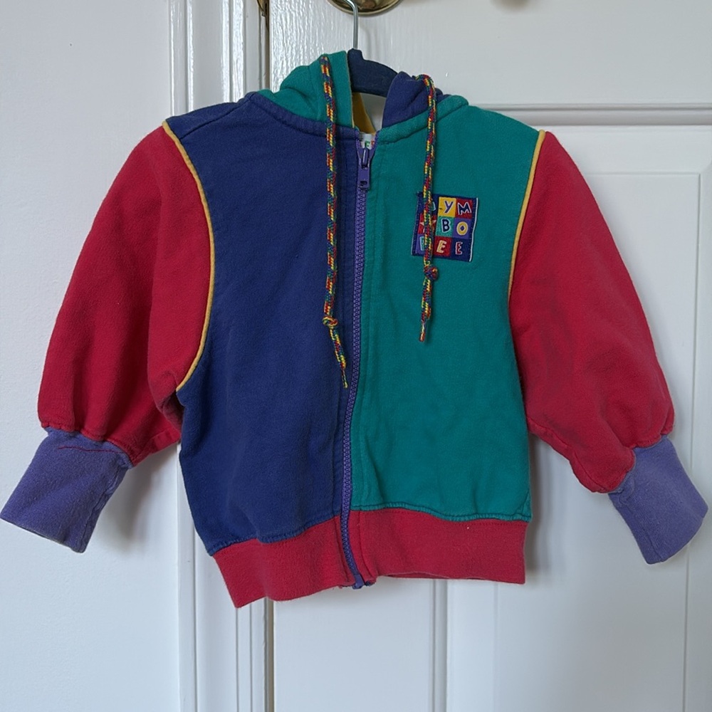 VTG Gymboree Colorblock Rainbow tag Hoodie sweatshirt zip up infant newborn 3M